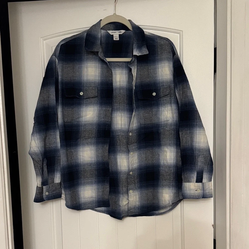 Old Navy Navy and White Checkered Shirt - Picture 1 of 5